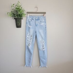 American Eagle Curvy Hi Rise Jegging Skinny Destroyed Distressed AE 4 Jeans